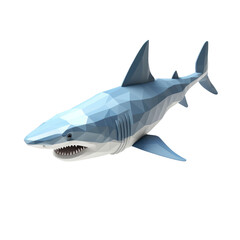 Fototapeta premium Polygonal Blue Shark Illustration; Low Poly Shark Design; Geometric Ocean Predator Art