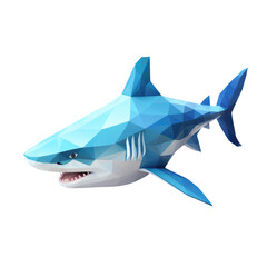 Polygonal Blue Shark Illustration; Low Poly Shark Design; Geometric Ocean Predator Art