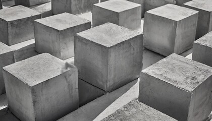 abstract geometric background geometry pattern with rustic concrete cube blocks grey textured cement wall building