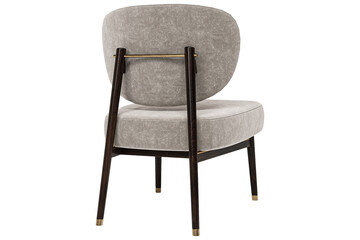 Modern and luxury chair with wood gold metallic legs isolated on white background. Furniture Collection. 