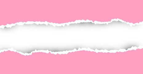 Pink Ripped Paper Frame On White Background. Wallpaper. Backdrop. Christmas. Celebration. Vector Illustration