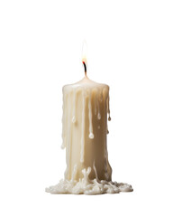 Melting Candle with Dripping Wax Transparent Background