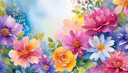Obraz na płótnie Canvas abstract floral background watercolor colorful splash bright wedding invitation template floral greeting card hand drawn background birthday postcard multicolor frame