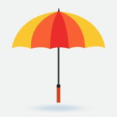 umbrella on colorful cute sticker white background