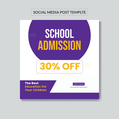 School admission social media post banner design. back to school social media post banner design 