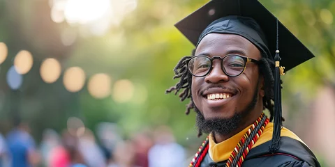Foto op Plexiglas portrait of a happy black university graduate © Oleksandr