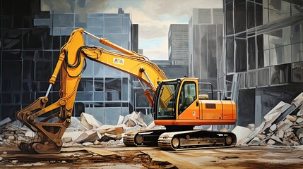 Witness the power and precision of heavy construction machinery with an excavator, a stalwart of the construction industry, adept at shaping landscapes and building foundations.