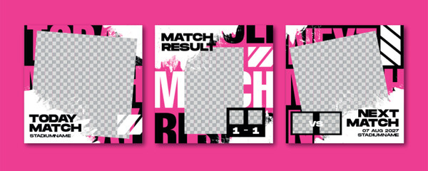 Sport social media post template , Football Match day , Full time , Next match