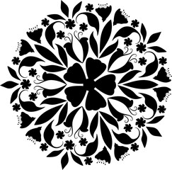 Round floral motif silhouette