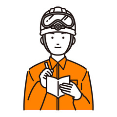 メモ書きをするレスキュー隊員イラスト