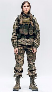 Woman in Military Uniform Posing for a Picture