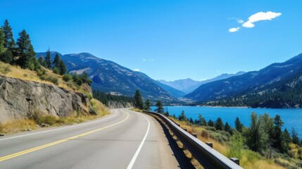 Fototapeta premium Mountains lake highway with beautiful views