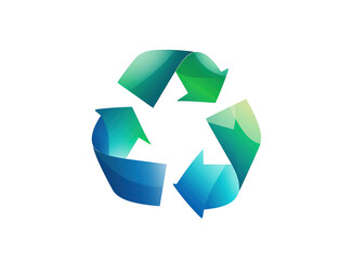 Obraz premium Recycle symbol or sign of arrow, green and blue icon for world Environment isolated on white background.