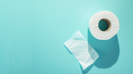 toilet paper roll on blue background. Made with generative ai
