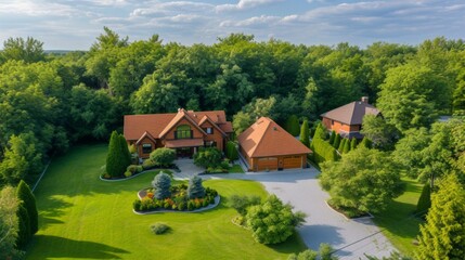 Aerial View of a Home Surrounded by Trees