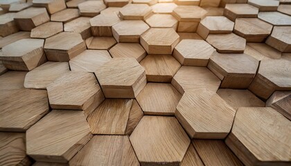 wooden hexagon background close up of abstract geometric wooden shapes hexagons