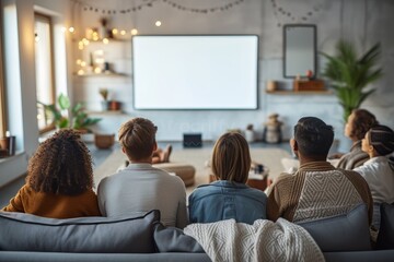 Group of People Sitting on Couch Watching a Movie