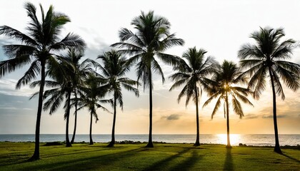 Fototapeta na wymiar silhoutte coconut trees isolated on white background