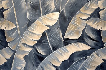 Monochromatic Whispers: Exploring Shades of Gray in a Painted Banana Leaf Texture