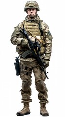 Military Man Holding Rifle