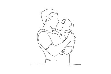 Continuous one line drawing Urban Pet concept. Doodle vector illustration.