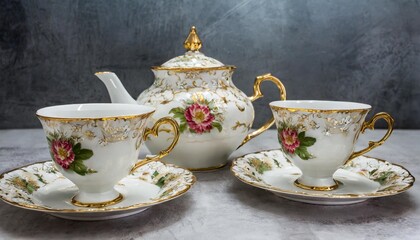 Fototapeta premium luxury porcelain teacup set