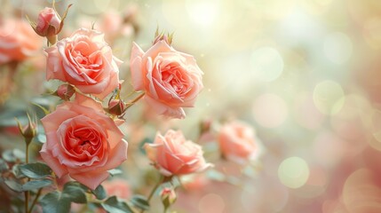 A soft-focus background with blurred roses, portraying the timeless beauty of love