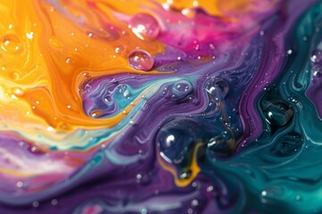 Close Up of a Colorful Liquid Painting