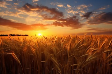 The Sun Setting Over a Wheat Field