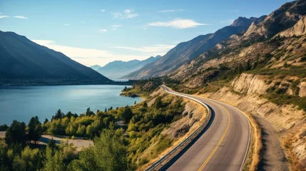 Foto op Aluminium Mountains lake highway with beautiful views © Damian Sobczyk