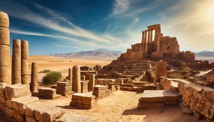 Zelfklevend Fotobehang ancient lost city ruins in desert digital landscape background © Kendrick