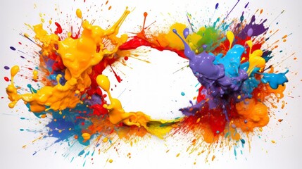 Colorful Paint Splattered on a White Background