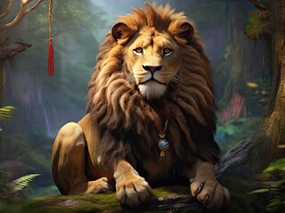 "Embark on a majestic adventure in the heart of the untamed wilderness with 'Forest King Lion.' Craft a vivid prompt capturing the regal essence of the lion as the undisputed ruler of the enchanted fo