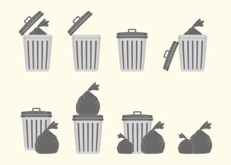 trash bin icon set