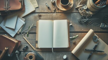 Open Book on Wooden Table