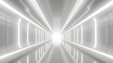 Obraz premium Empty white future 3D neon background studio futuristic