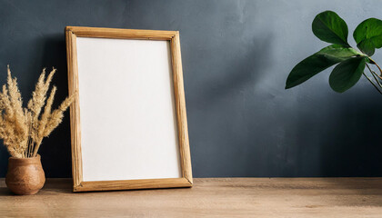 Empty framed canvas for mockups and art illustrations