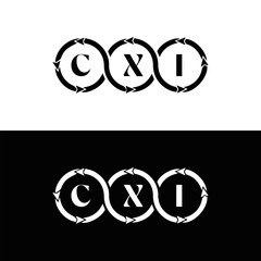  CXI logo. CXI set , C X I design. White CXI letter. CXI, C X I letter logo design. Initial letter CXI letter logo set, linked circle uppercase monogram logo. C X I letter logo vector design.