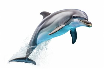 Cute dolphin jumping isolated on white background. Generative AI