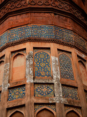Beautiful Old paintings on the walls of Agra red fort