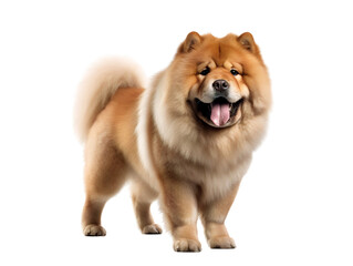 A Fluffy Chow Chow, isolated on a transparent or white background