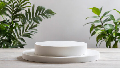 empty podium or pedestal display on white background with box stand concept blank product shelf standing backdrop