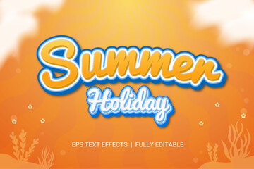 Summer holiday font style editable text effect vector