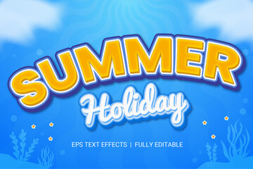 Summer holiday font style editable text effect vector