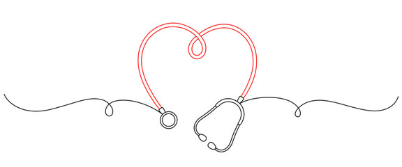 stethoscope line art style. World Health Day element vector - obrazy, fototapety, plakaty