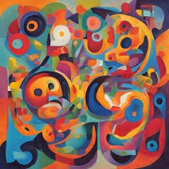 Abstract representation of emotions through vibrant colors and shapes - 1