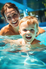 Fototapeta na wymiar parent and child in pool