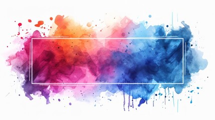 Colorful Watercolor Background With White Frame