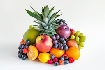 Naklejka na ściany i meble A Pile of Fruit on a White Table