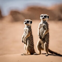 A raccon standing in the natural desert